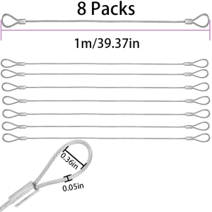 Stainless Steel Security Cable Luggage Lock Safety Cable Wire Flexible Steel Cable Security Wire Rope with Double  Loop