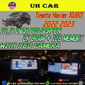 Toyota Harrier Xu80 2022 2023 12.3INCH 2K 8+128 Android Player With 360 Camera Head Unit Big Screen