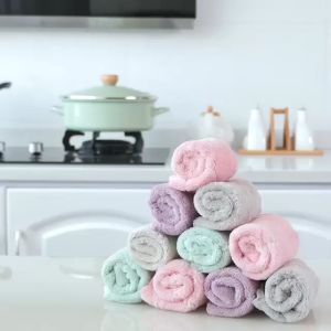 Set 5 Khăn lau đa năng bếp siêu thấm bát đĩa cốc chén thấm nước chống dính dầu mỡ hai mặt