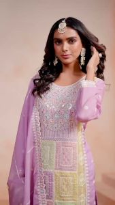 [PRE-ORDER] Ready Made Heavy Sift Organza With Embroidery Work Suit (10-15days delivery)