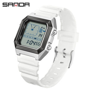 SANDA 6307 Fashion Electronic Watches for Man Simple Square Dial Sports Luminous LCA Pointer Men Digital Wristwatch reloj hombre