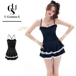 กระโปรง2024ทรงเอหนึ่งชิ้นเซ็กซี่สำหรับผู้หญิงชุดว่ายน้ำชุดบิกินี่ชุดชายหาดไม่มีแขนสีพื้นน่ารักแฟชั่นยืดได้แบบเกาหลี U Gonna S