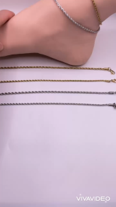 Lắc chân titan kiểu dáng xoắn cáp Vòng đeo chân cá tính chất liệu titan màu vàng hoặc trắng trangsucmoiluatuoi.RIN