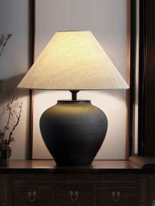 New Style Ceramic Jar Table Lamp Wabi Sabi Designers Homestay Hotel Living Room Bedroom Bedside Light Japanese Style Decorative Lamp