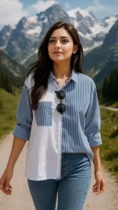 KEMEJA KOMBINASI TERBARU ATASAN WANITA KEKINIAN