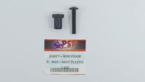Karet Mur VISOR + BAUT PLASTIK N MAX (PSP) - Dudukan Ganjal Kaca Depan Winshield + Baut Plastik