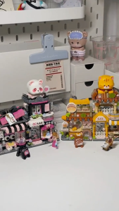 LOZ IDEAS Block 1377 / 1378 Street Mini Cat Grooming Room Panda Present Shop Series Decoration Building Brick Toy