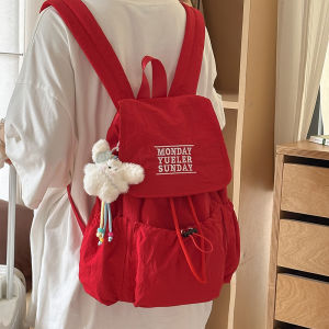 Casual Nylon Backpack Lightweight Travel Student Bookbag Drawstring Durable Multi-Functional Trendy New Model Youth Shoulder Bag