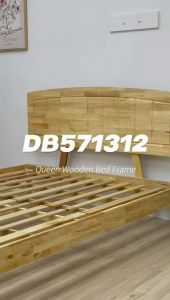Yi Success Muji Full Solid Wooden Queen Bed Frame / Modern Style Wooden Queen Bed / Katil Queen Solid Kayu Getah