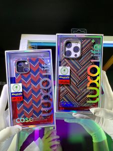 LUXO Knitted Sweater Pattern Phone Case Night Light Magnetic Absorption Hard Shell Frosted Colorful British Business Style Couples