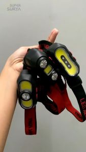 Senter COB Super Terang Adjustable Headlamp Hiking Camping RED LED