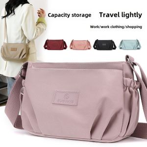 Casual Large Capacity Nylon Shoulder Bag Simple Ladies Square Bag Trendy Waterproof Crossbody Bag for Shopping Street Wear