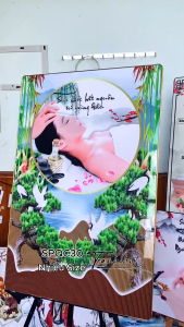 Khung tranh spa hình spa treo tường Tranh Spa dưỡng sinh chăm sóc bấm huyệt vùng đầu tráng gương treo tường SPQC30
