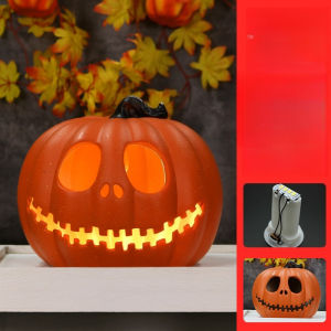 1PCS Large Opening Hollow Halloween Glowing Pumpkin Decor Light Insert Plastic Lantern for Haunted House Indoor Scene Layout