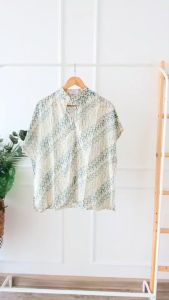 ATASAN KEMEJA LENGAN PENDEK BATIK WANITA SHIRT BATIK KEMEJA KERJA BATIK KANTOR FORMAL OVERSIZED SHIRT BATIK MODERN