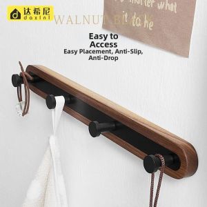 Walnut Wood Drill-Free Coat Hook