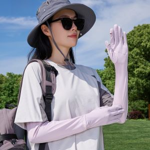 miiow | Loose Long Ice Silk Gloves For Women Summer Breathable Driving Cycling Cool Feeling UV Protection Sunscreen Hand Sleeve Gloves