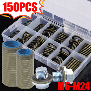 150PCS Car Oil Pan Drain Gasket Kit Drainage Bolt Pad Rubber Oil Drain Plug Gasket Replaceable Washer Seal Set M6 M8 M10 M12 M14 M16 M18 M20 M22 M24