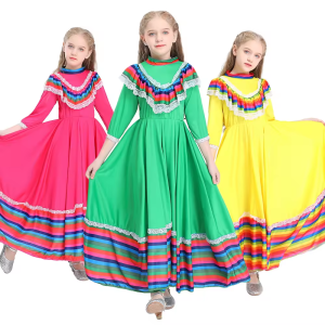 Retro Embroidered Long Skirt COS Clothing Womens Colorful Printed Ethnic Style Role Playing Photography Party Clothing