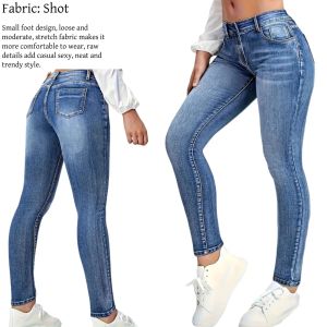 Y2k Jeans Jeans For Woman Elastic Blue Skinny Trousers Simple Design Classic Denim Pants Retro Style High Waist