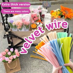100Pcs Creative Colorful Chenille Stems Pipe Cleaners Velvet Plush Strips Twist Stick for Kids Educational Toys DIY Handcraft Supplies