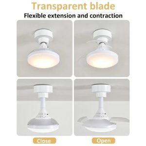 APP & Remote Control Retractable Ceiling Fan Light E27 4 Speed Dimmable Timing Fan Lamp for Bedroom Living Room Indoor Decor