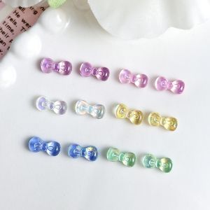 30Pcs Minimalist Chubby Jelly Tie Nail Charms Transparent Colorful Mini Bows Resin Nail Art Decorations for DIY Earring Nails