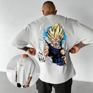 Bandai | Dragon Ball Anime Vegeta Joint Cotton T-shirt Summer Mens and Womens Street Hip Hop Loose Casual Short Sleeve Top
