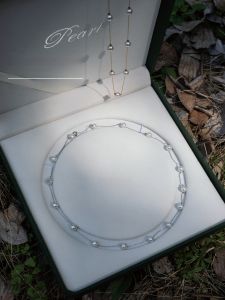 Classic Artificial Seawater Aurora Akoya Pearl Necklace Non-Fading Blue Pink Color Complementing Fashionable Jewelry for Couples