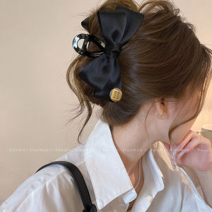 Elegant Gold Label Butterfly Knot Hair Clip Womens 2025 New Style Shark Clamp Large Hair Volume Back of Head Bun Hair Accessory