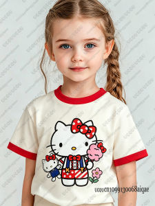 52TOYS | Summer New Anime Hello Kitty Print T-shirts For Adult/Kids Cartoon Sports T-shirt Casual O-neck Street Tshirts Kids Cute Tops