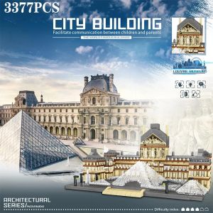 Louvre Model Building Blocks World Famous Attractions Architectural Model Bricks Desktop Decoration Kids Toy Christma Boys Gifts