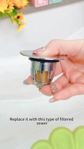 Insect And Odor Anti  Blocking Anti  Leakage Plug Pressed Bathroom Wash Basin Bounce Core Drain Pipe Stainless Steel Flap Plate