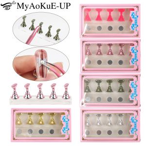 10pcs Magnetic Chess Nail Holder Practice Display Stand Nail Polish Acrylic Crystal Showing Shelf Nail Art Diy Makeup Tool