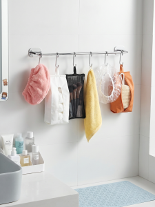 Bathroom Wall Mounted Storage Rack Towel Shampoo Organization Water Drainage Stainless Steel Premium Sense