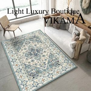 VIKAMA Vintage Persian Crystal Pile Ethnic Style Home Decorative Rugs Bedroom Living Room Hallway Machine Washable Mats