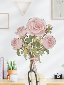 Rose Pink Wall Stickers Self Adhesive Bé Gáis Room Decor Wall Covering Hole Filling Tearable Bedside Artwork PVC Material