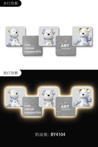 Cute Bear Bedroom Wall Art Modern Decorative Painting with Light Living Room Sofa Decoration Simple Style Childrens Room Picture