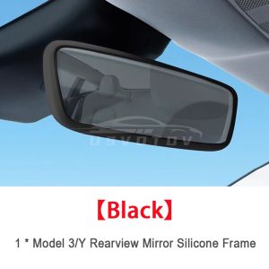 Rearview Mirror Protector Frame for Tesla Model 3 Y S X 2026 -2019 Juniper Center Console Accessories Mirror Silicone Cover Trim
