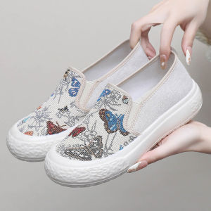 Giày Vải Bắc Kinh Cổ Điển Mùa Xuân Hè 2024 Giày Thường Ngày Thời Trang Cho Nữ Giày Làm Việc Đế Phẳng Chống Trượt Thoáng Khí Giày Lười