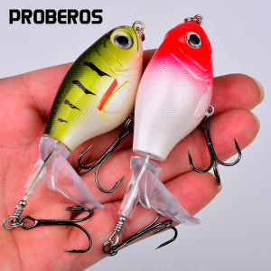 PROBEROS1PC Whopper Popper Topwater Fishing Lure -  Artificial Hard Bait with Soft Rotating Tail for Bass Fishing Tackle