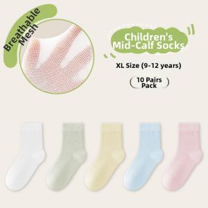 Miiow | Disposable Mid-Calf Travel Socks For Children Breathable Thin Summer Socks No Wash Bone Free Catman Travel Essential Socks