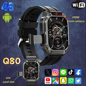 NEW Q80 Smart Watch 4G SIM Card 1.96 AMOLED Screen GPS WIFI Front 200W Camera Video Call Google Play Android Smartwatch