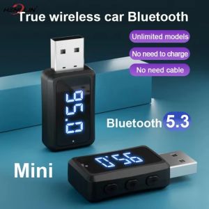 HLINKEY Car Bluetooth 5.3 FM02 Mini USB Transmitter Receiver with LED Display Handsfree Call Car Kit Auto Wireless Audio For Fm Radio