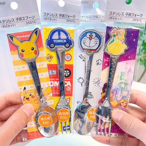 Skater Kids Stainless Steel Spoon Fork Soup Spoon Baby Cutlery Student Cartoon Spoons Forks Utensils Dining Set Outdoor