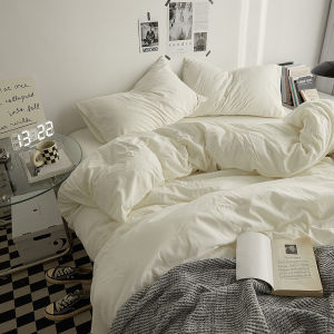 Ins Style Japanese Washed Cotton Pure Color Simple Student Bedding Set