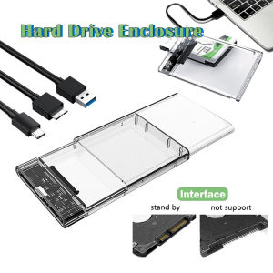 Congdi | USB3.0/Type-C to SATA HDD Enclosure 2.5 inch HDD SSD External Hard Drive Case Clear Portable Storage Case for Laptop PC HHD Case