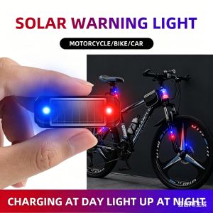 1/3PCS Solar LED Bike Warning Light Wireless Anti-Theft Flashing Lamp Rechargeable Bicycle Tail Light for Night Riding Safety