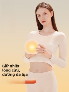 Bộ đồ lót giữ nhiệt MiiOW Cat People cho nữ làm bằng lông cừu và lụa gồm áo dài tay và quần dài