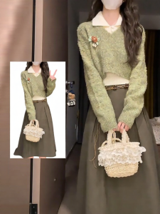 XUECAIQI | Lazy Retro Forest Style Layering Outfit Set